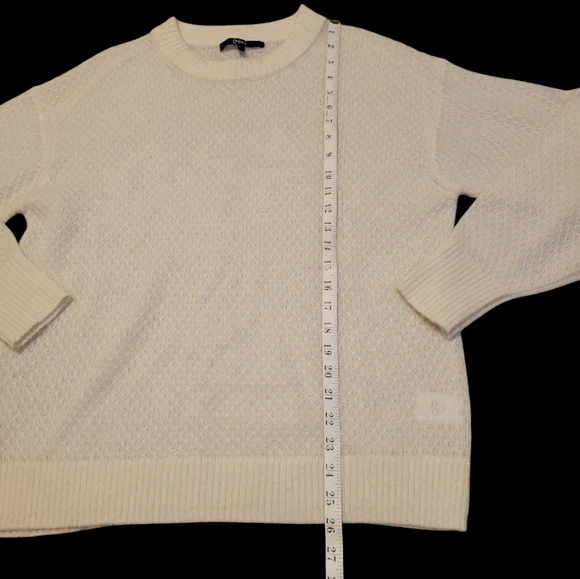 Quince Alpaca Wool Blend Diamond Stitch Creamy White Long Sleeve Jumper Sweater - Picture 5 of 10